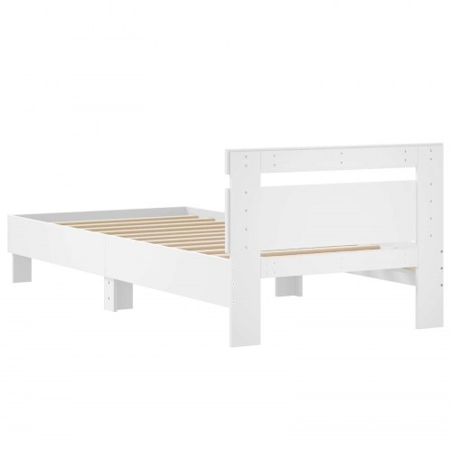 Sengestel med hovedgærde - hvid 80 x 200 cm i konstrueret træ