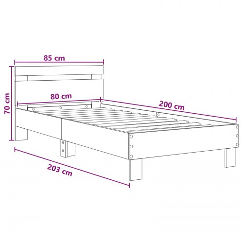 Sengestel med hovedgærde - hvid 80 x 200 cm i konstrueret træ