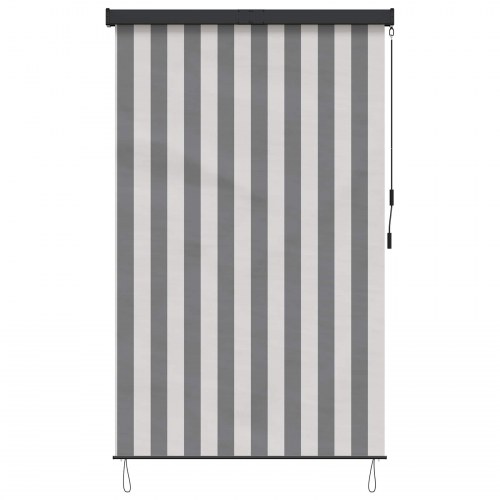 Udendørs rullegardin - antracit/hvid stribet 140 × 250 cm, stof og aluminium
