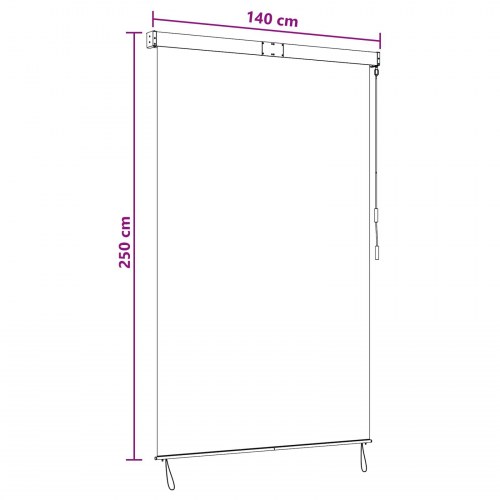 Udendørs rullegardin - brun 140 × 250 cm, stof og aluminium