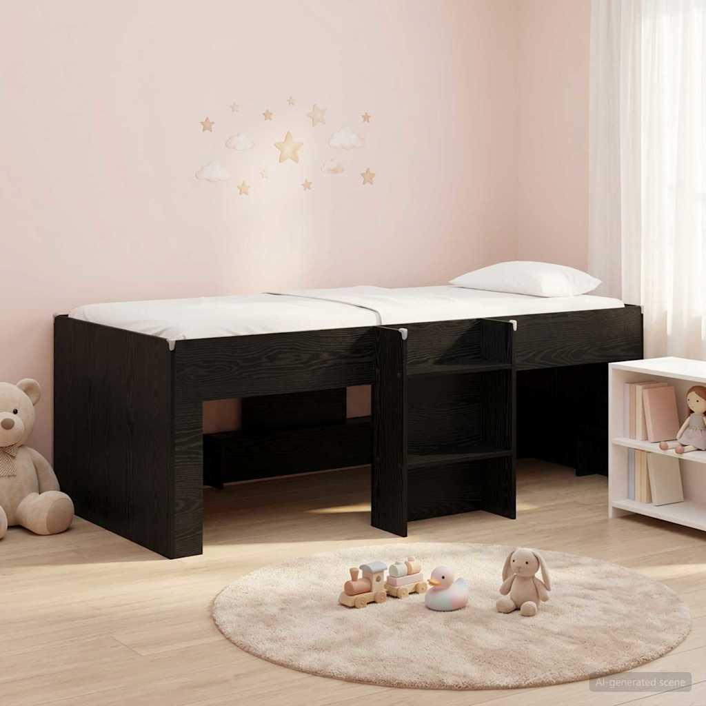 Børns høje sengestel 2 stk Sort eg 90 x 190 cm Konstrueret træ billede