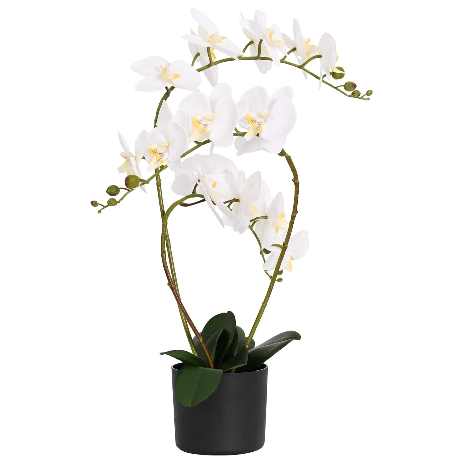 Kunstig orkideplante med potte Hvid 45 x 15 x 65 cm billede