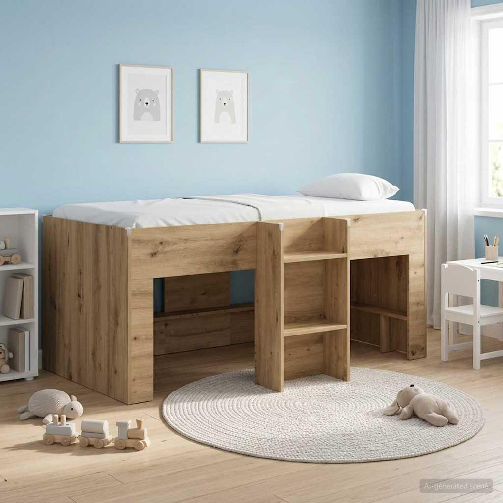 Børns høje sengestel 2 stk Artisan-eg 163 x 101,1 x 68,5 cm billede