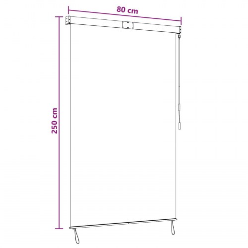 Udendørs rullegardin - antracit/hvid, 80 × 250 cm, stof og aluminium