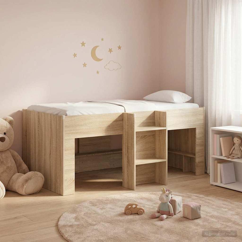 Børns høje sengestel 2 stk Sonoma-eg 163 x 101,1 x 68,5 cm billede