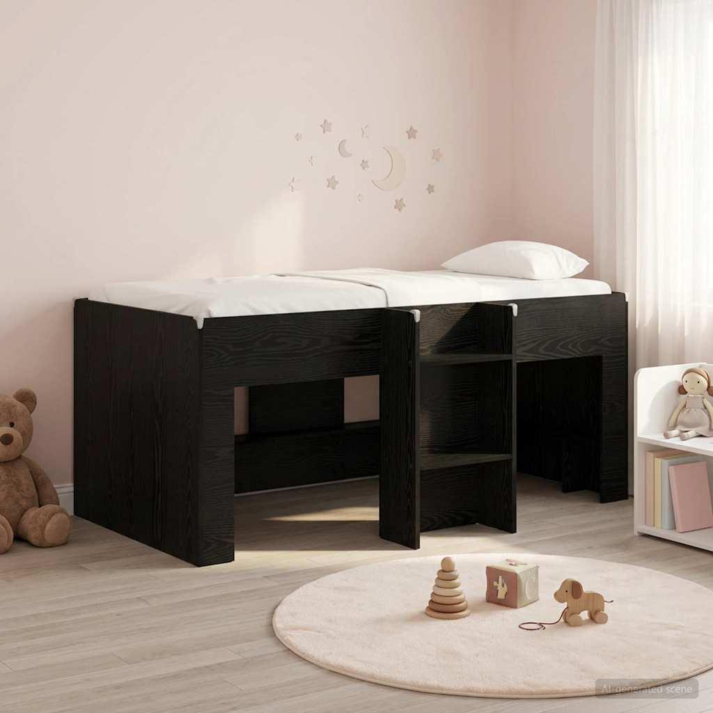 Børns høje sengestel 2 stk Sort eg 163 x 101,1 x 68,5 cm billede