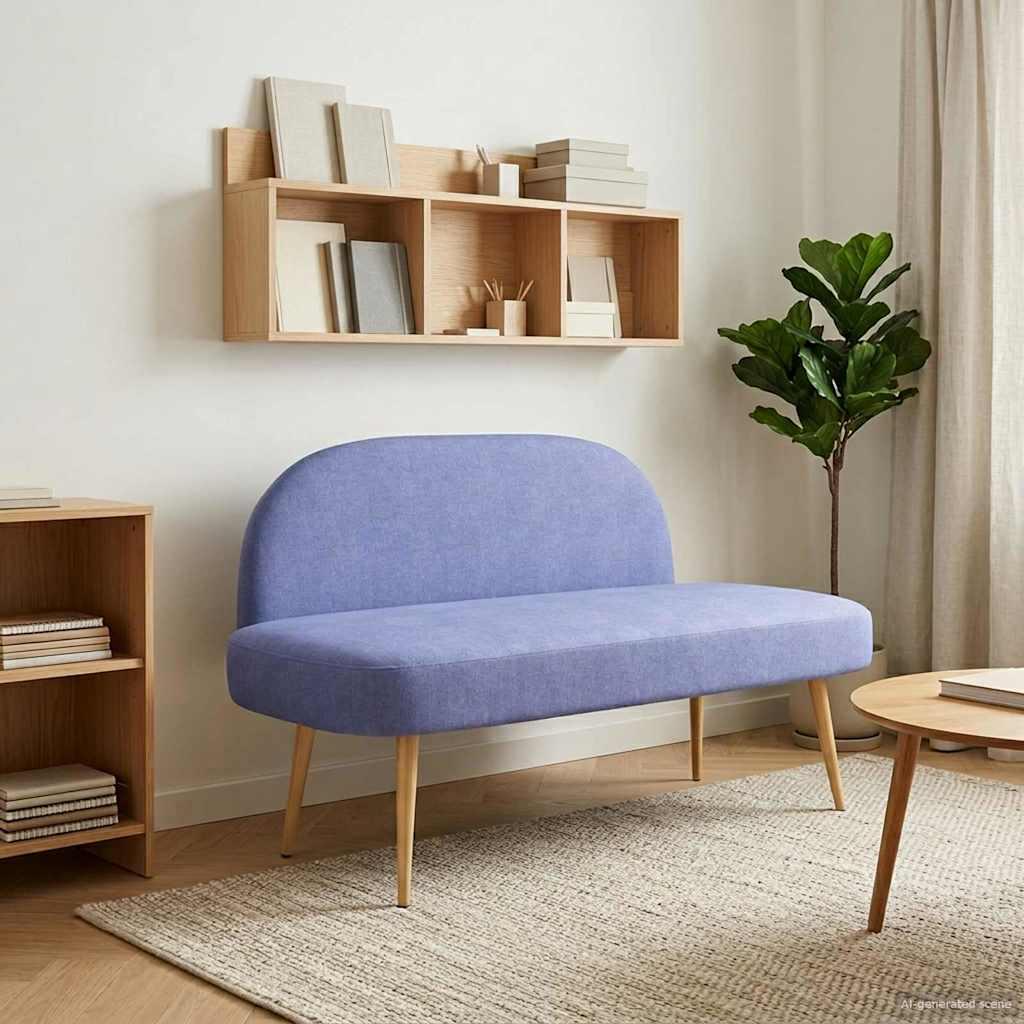 Polstret bænk med ryg Jeans Blå 110 x 60 x 76 cm Polyester billede