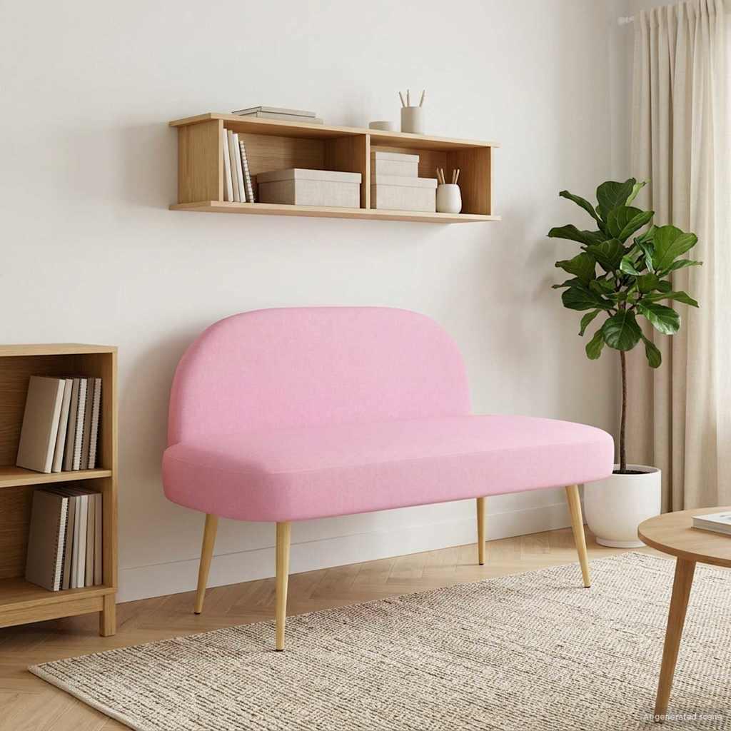 Polstret bænk med ryg Lyserød 110 x 60 x 76 cm Polyester billede