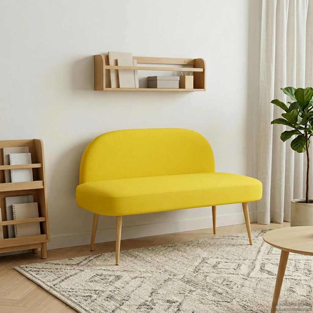 Polstret bænk med ryg Lysegul 110 x 60 x 76 cm Polyester billede