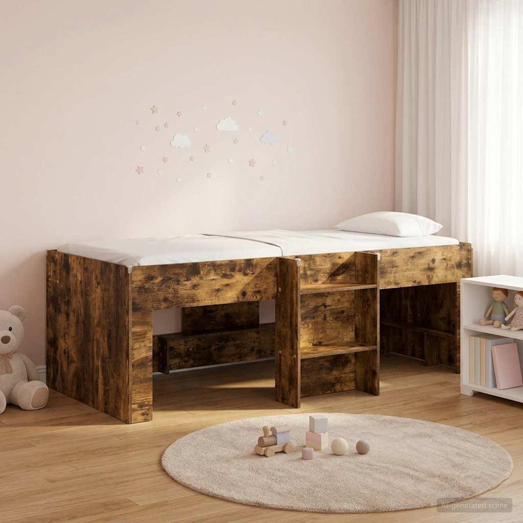 Børns høje sengestel 2 stk Røget eg 203 x 101,1 x 68,5 cm billede