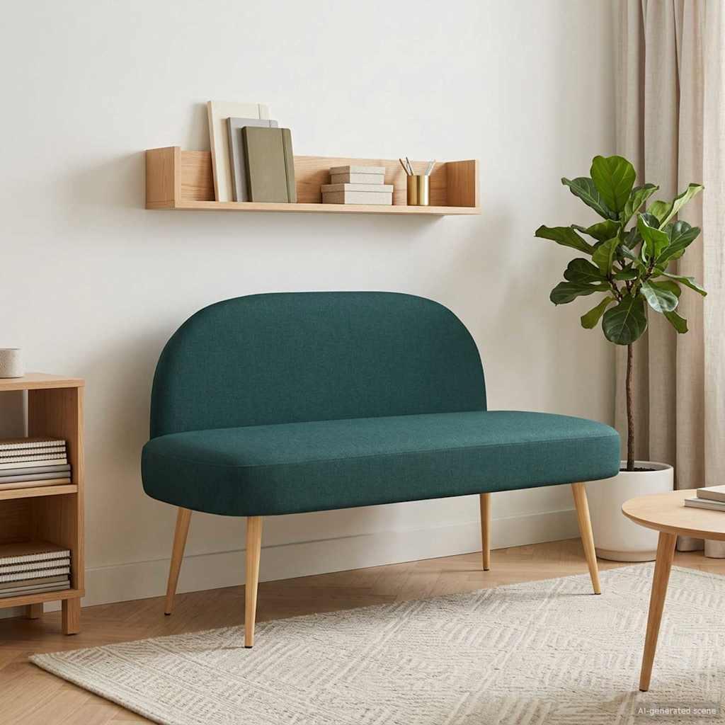 Polstret bænk med ryg Mørkegrøn 110 x 60 x 76 cm Polyester billede