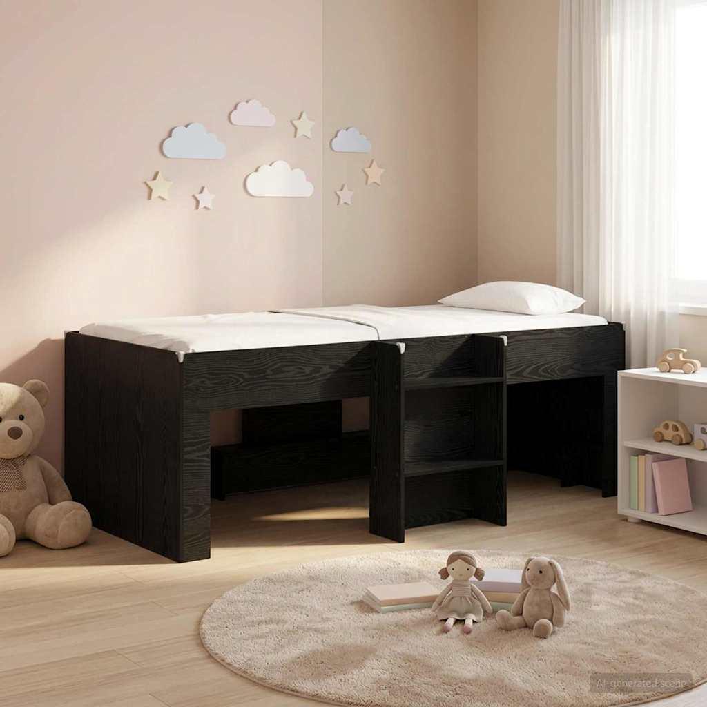 Børns høje sengestel 2 stk Sort eg 203 x 101,1 x 68,5 cm billede