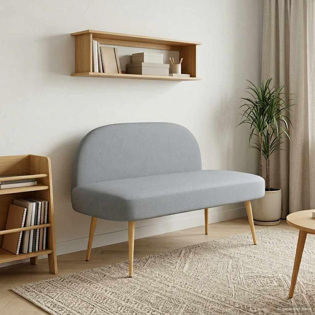 Polstret bænk med ryg Lysegrå 110 x 60 x 76 cm Polyester billede