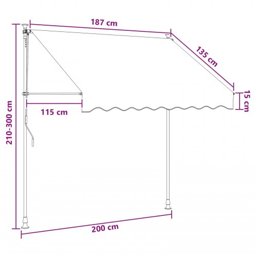 Manuel udtrækkelig markise - gråbrun 200 cm