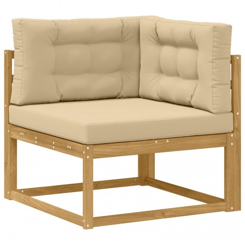 Udendørs sofagruppe i akacietræ - 7 dele, hvid/beige, modulopbygget