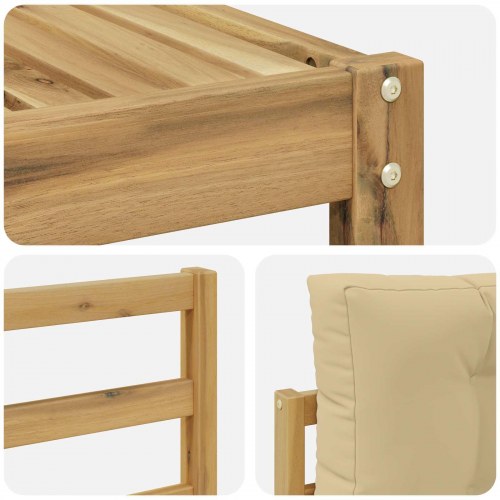 Udendørs sofagruppe i akacietræ - 7 dele, hvid/beige, modulopbygget