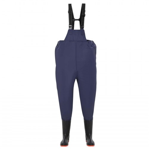 Brystvaders med støvler - PVC-belagt polyester, str. 43, blå
