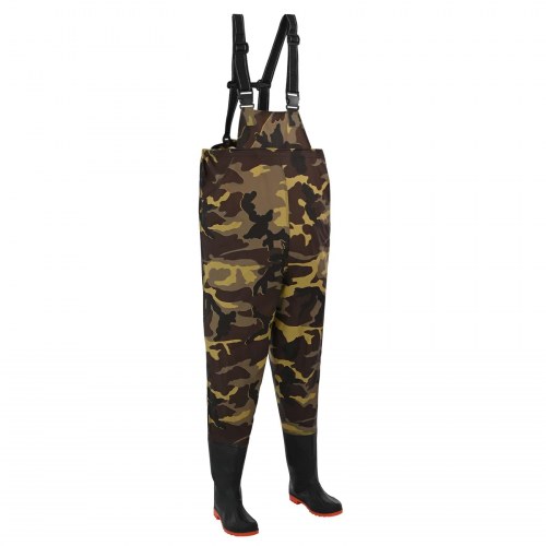 Brystvaders med støvler i PVC-belagt polyester - camouflage, str. 46