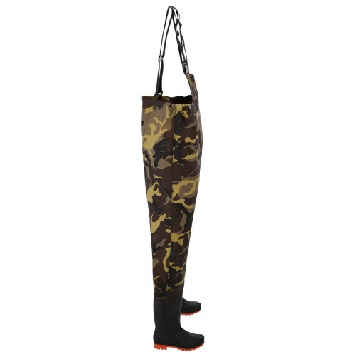 Brystvaders med støvler i PVC-belagt polyester - camouflage, str. 46