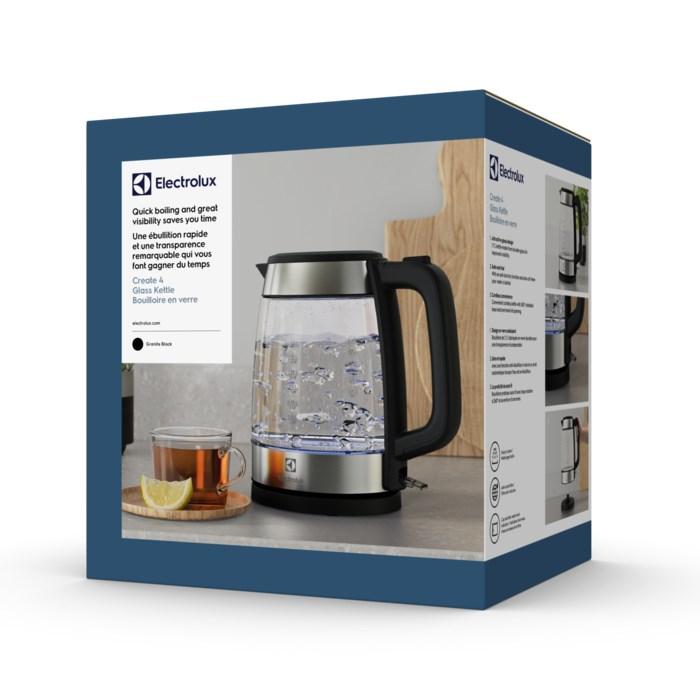 Electrolux Create 4 E4GK1-4GB elkedel i glas - 1,7 l, 2.200 W - sort/rustfrit stål billede