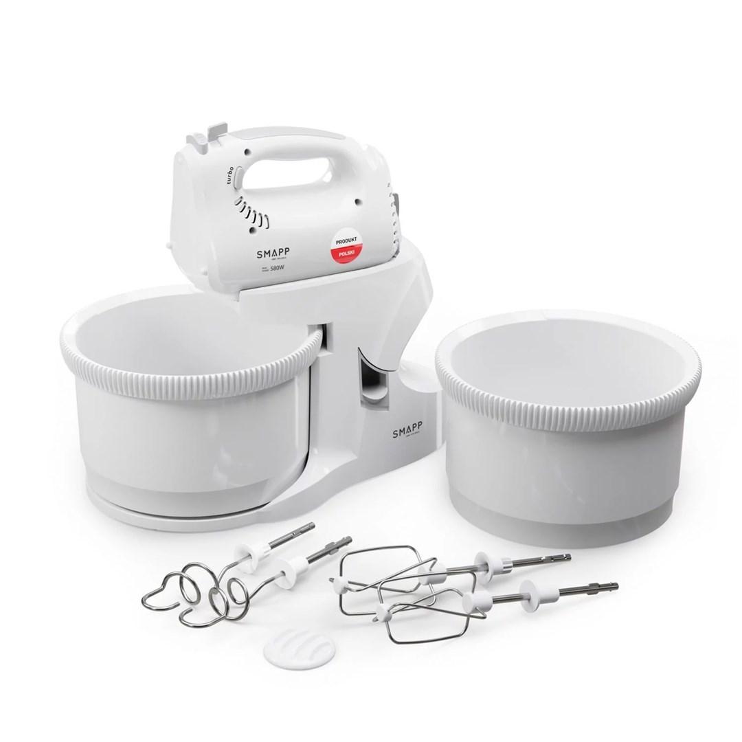 SMAPP håndmixer med 2 skåle - 580 W, hvid billede