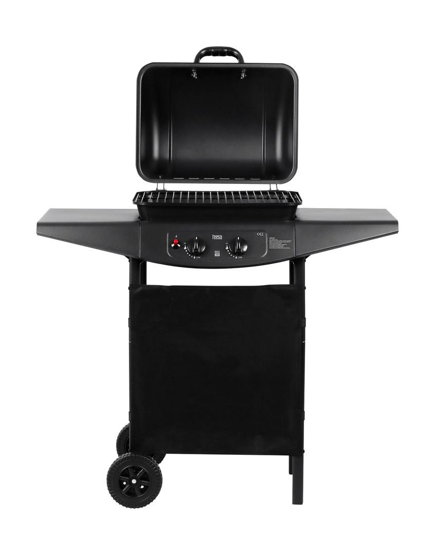 Teesa BBQ 2000 gasgrill med 2 brændere - sort/sølv billede
