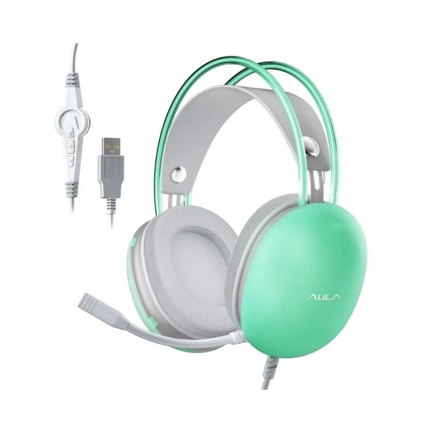 AULA S505 gaming-headset - grÃ¸n, kablet USB billede