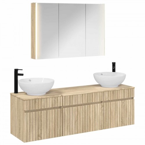 Badeværelsesskabsæt 4 stk Sonoma-eg 103,5 x 15,5 x 70 cm