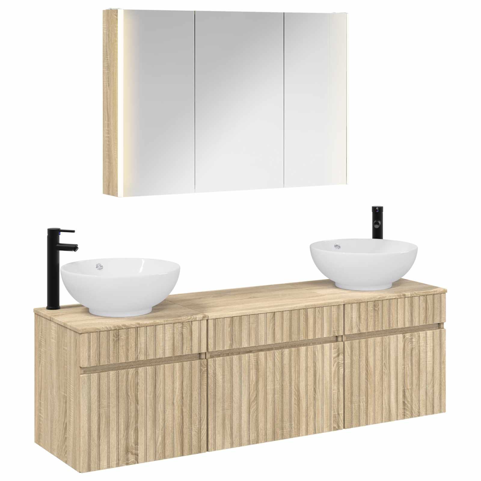 Badeværelsesskabsæt 4 stk Sonoma-eg 103,5 x 15,5 x 70 cm