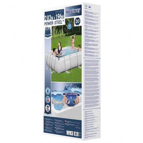 Bestway Power Steel swimmingpoolsæt 282x196x84 cm rektangulær