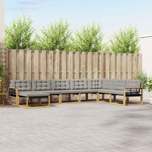 Udendørs sofagruppe 8 stk Hvid og lysegrå 406 x 247,5 x 73 cm