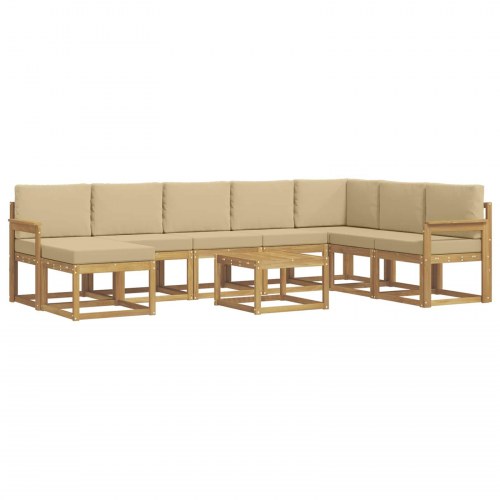 Udendørs sofagruppe med pude 9 stk Hvid og Beige