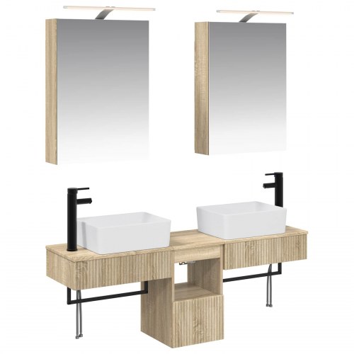 Badeværelsesskabsæt 5 stk Sonoma-eg 50 x 14,5 x 70 cm