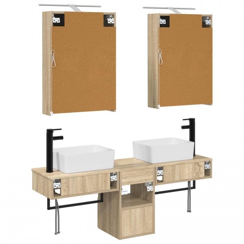 Badeværelsesskabsæt 5 stk Sonoma-eg 50 x 14,5 x 70 cm