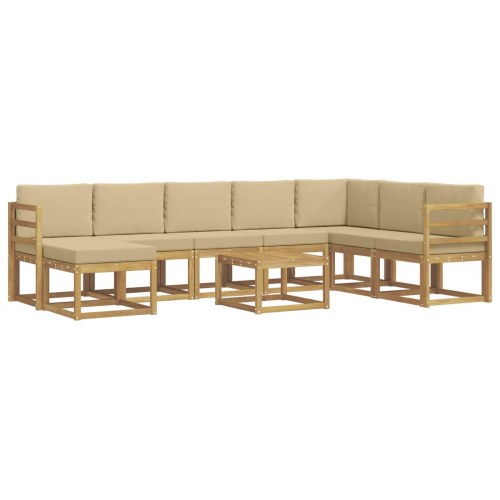 Udendørs sofagruppe med pude 9 stk Hvid og Beige