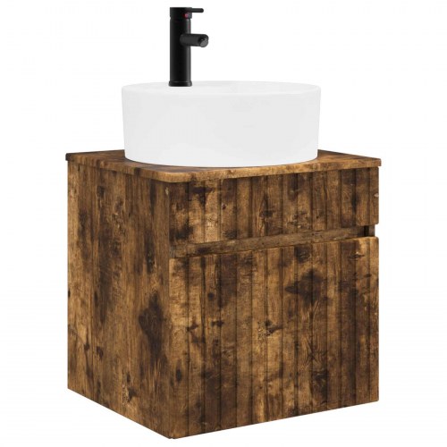 Badeværelsesskabsæt 5 stk Røget eg 53 x 15,5 x 70 cm