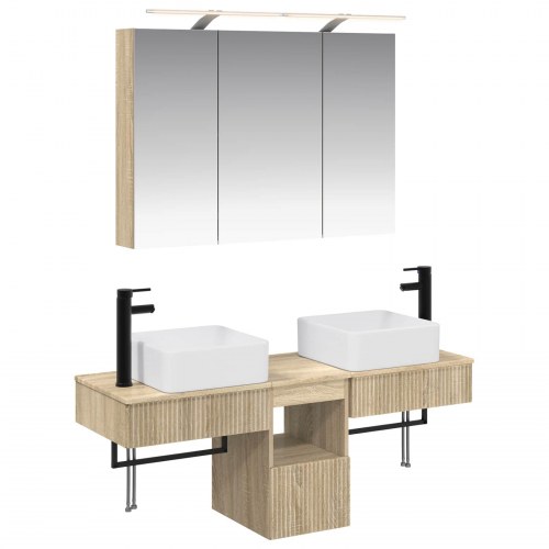 Badeværelsesskabsæt 4 stk Sonoma-eg 100 x 14,5 x 70 cm