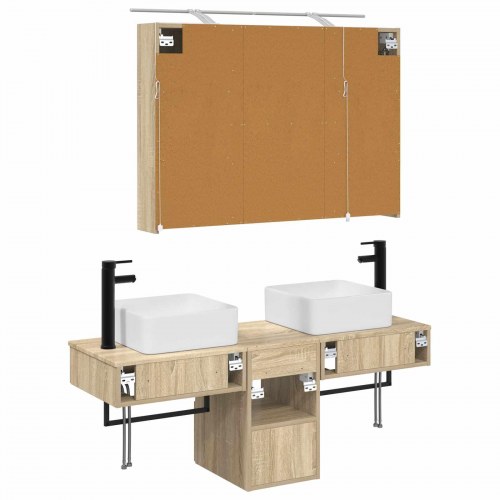 Badeværelsesskabsæt 4 stk Sonoma-eg 100 x 14,5 x 70 cm