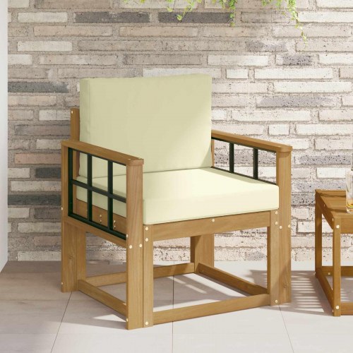 2 Stk Udendørs sofagruppe Polyester Hvid og creme