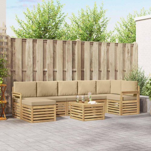 Udendørs sofagruppe 7 stk Hvid og Beige 59 x 59 x 37 cm