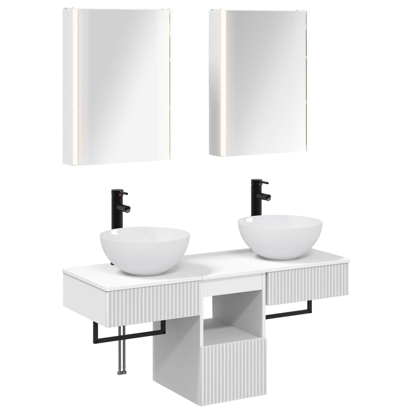 Badeværelsesskabsæt 5 stk Hvid 43 x 11,5 x 60,5 cm