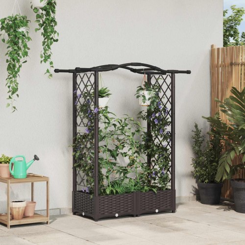 Hævet Bed med Trellis og Tag Brun 124 x 40 x 125 cm PP