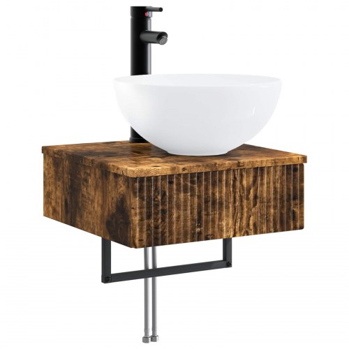 Badeværelsesskabsæt 5 stk Røget eg 43 x 16 x 62,5 cm