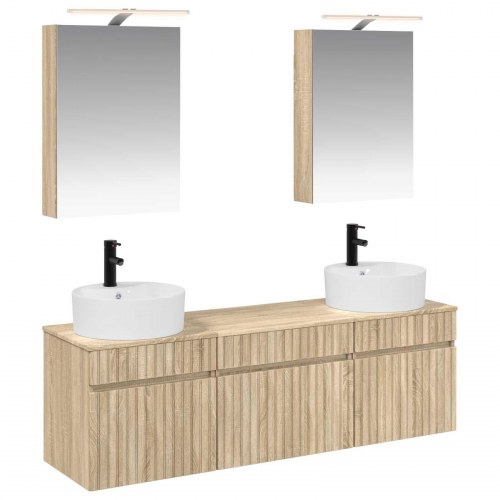 Badeværelsesskabsæt 5 stk Sonoma-eg 50 x 14,5 x 70 cm