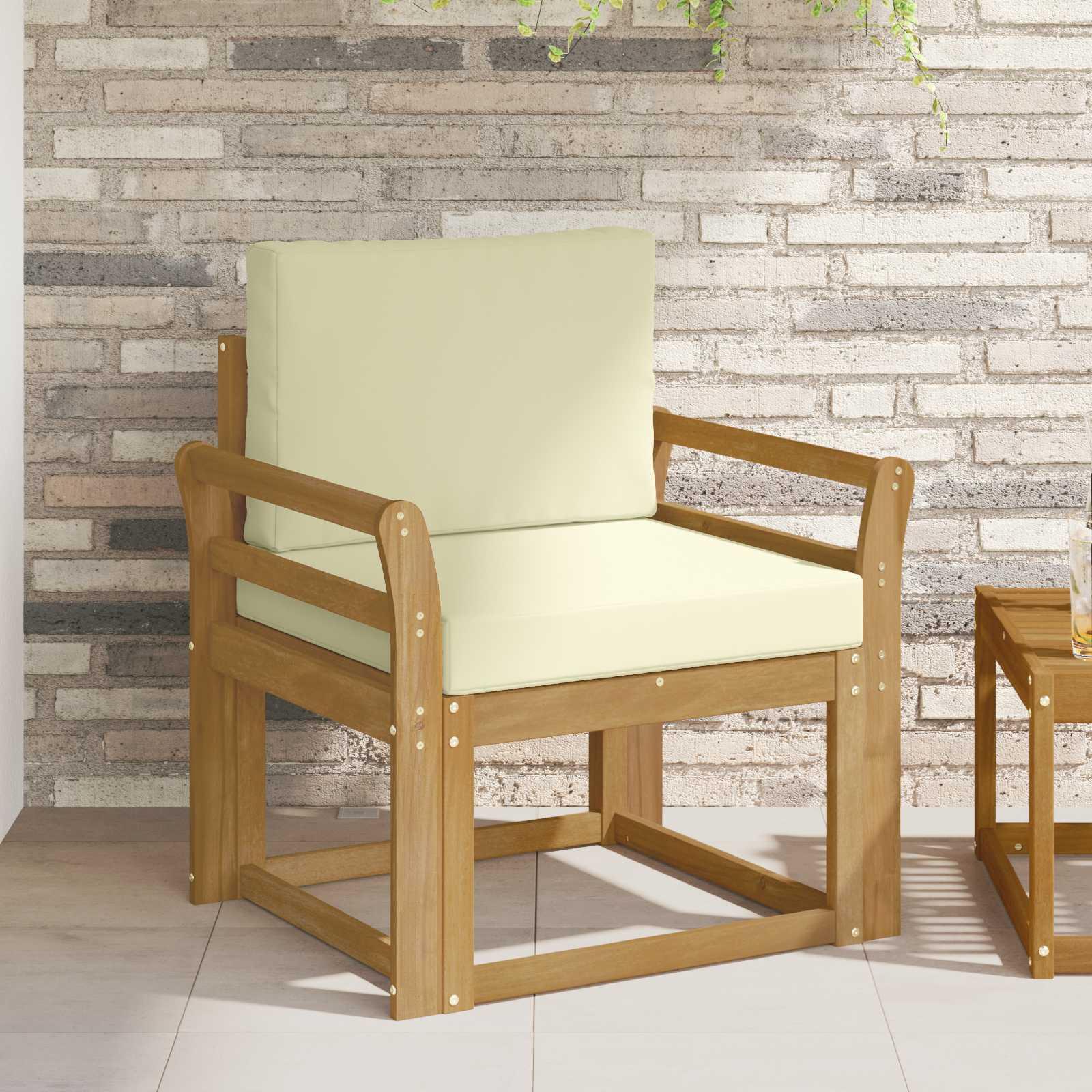2 Stk Udendørs sofagruppe Polyester Hvid og creme