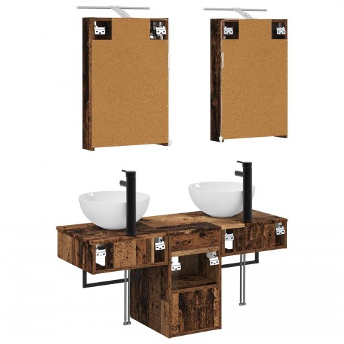 Badeværelsesskabsæt 5 stk Gammelt træ 40 x 10,5 x 60,5 cm