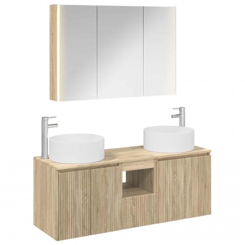 Badeværelsesskabsæt 4 stk Sonoma-eg 103,5 x 15,5 x 70 cm