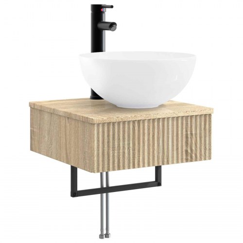Badeværelsesskabsæt 5 stk Sonoma-eg 40 x 10,5 x 60,5 cm