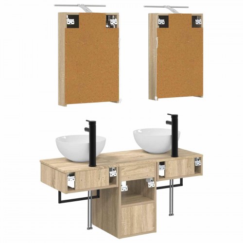 Badeværelsesskabsæt 5 stk Sonoma-eg 40 x 10,5 x 60,5 cm