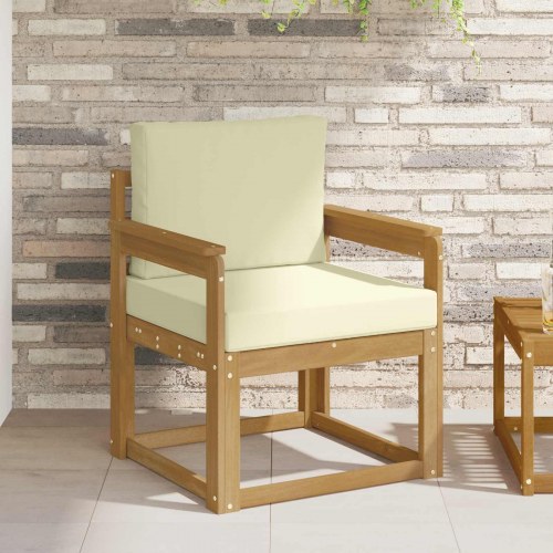 2 Stk Udendørs sofagruppe Polyester Hvid og creme